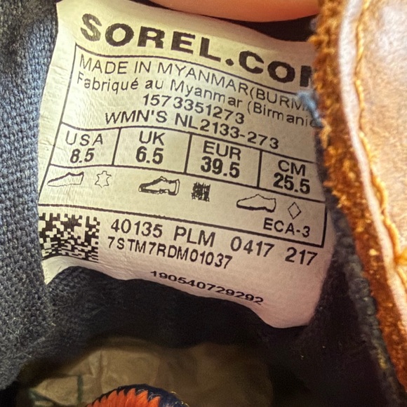 Sorel Out N About Leather Waterproof Duck Boots Carmel & Navy Women’s Size 8.5 - Picture 12 of 13